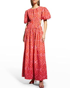 samba, Agua by Agua Bendita | Samba Printed Linen Open-Back Maxi Dress商品图片 满$400减$100, 满减
