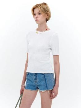 推荐Texture Block Slim Knit Top_White商品