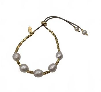 AguaSanta | Women's Adjustable Squares & Large Pearls Bracelet In Gold/white,商家Premium Outlets,价格¥383
