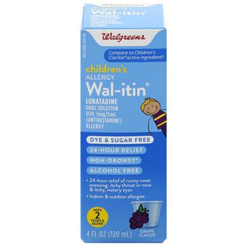 商品Walgreens | Wal-Itin Children's Allergy Loratadine Oral Solution Grape,商家Walgreens,价格¥65图片