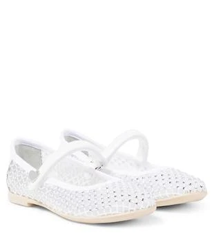 MONNALISA | 缀饰网布玛丽珍平底鞋,商家MyTheresa CN,价格¥2377