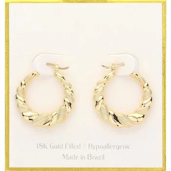 FASHNZFAB | 18K Gold Filled Hypoallergenic Twisted Hoop Pin Catch Earrings - Gold,商家Premium Outlets,价格¥242