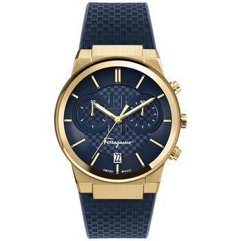 菲拉格慕手表, Salvatore Ferragamo | Men's Swiss Chronograph Ferragamo Sapphire Blue Silicone Strap Watch 41mm商品图片 