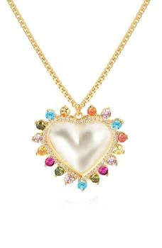 Gabi Rielle | Sweet Lover Cubic Zirconia & Imitation Pearl Heart Pendant Necklace,商家Nordstrom Rack,价格¥450