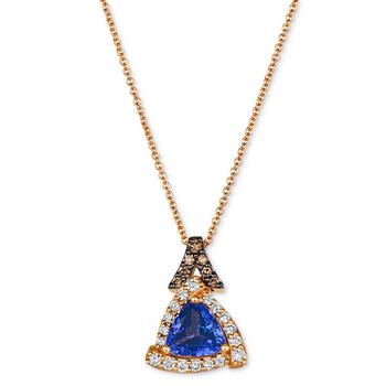 商品Le Vian | Blueberry Tanzanite (1 ct. t.w.) & Diamond (1/3 ct. t.w.) Pendant Necklace in 14k Rose Gold, 18" + 2" extender,商家Macy's,价格¥32011图片