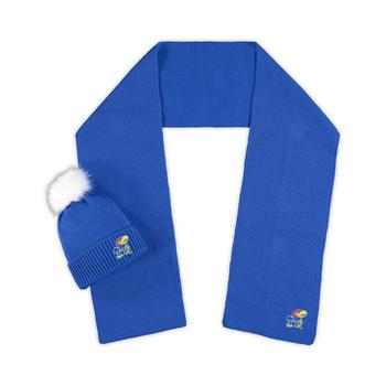 推荐Women's Kansas Jayhawks Scarf and Cuffed Knit Hat with Pom Set商品