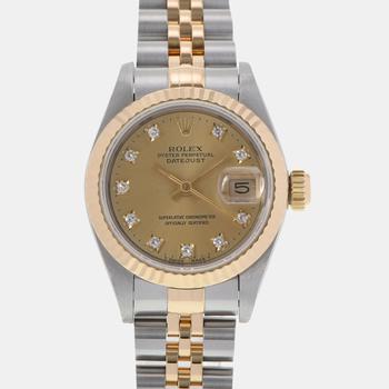 推荐Rolex Champagne Diamonds 18k Yellow Gold And Stainless Steel Datejust 69173G Automatic Women's Wristwatch 26 mm商品
