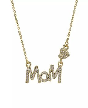 Macy's | 14K Gold Plated Cubic Zirconia Mom and Heart Pendant Necklace,商家Macy's,价格¥110