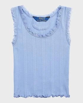 推荐Girl's Pointelle Knit Lace Trim Tank Top, Size 2-4商品