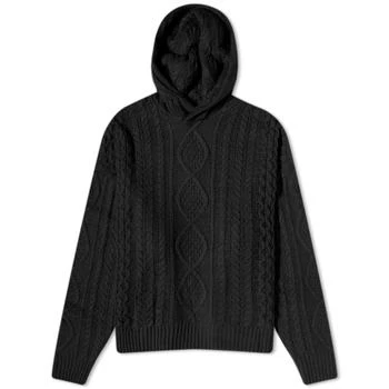 Essentials | Fear of God Essentials Cable Knit Hoodie - Jet Black 