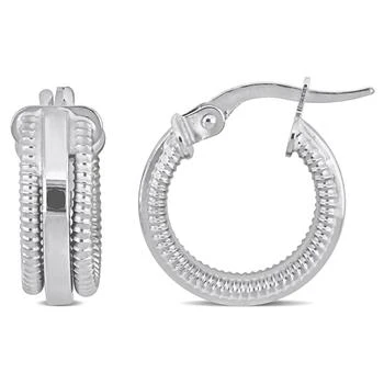 Mimi & Max | Mimi & Max Textured Hoop Earrings in 10k White Gold,商家Premium Outlets,价格¥1055