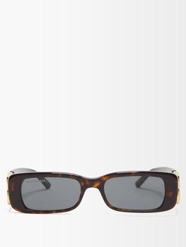 推荐Rectangular tortoiseshell-acetate sunglasses商品