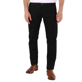 推荐Men's Denim Black Cotton-Blend Straight-Leg Jeans商品