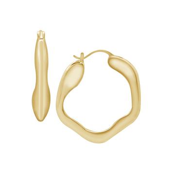 Essentials Jewelry, Essentials | Gold or Silver Plated Wave Look Click Top Earrings商品图片 5折×额外7折, 额外七折