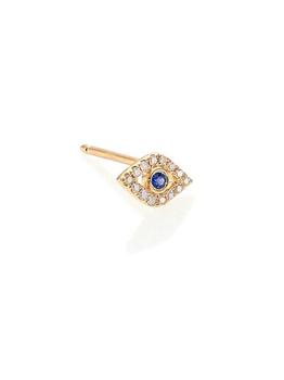 商品Diamond, Sapphire & 14K Yellow Gold Evil Eye Single Stud Earring图片