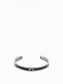 Gucci | Interlocking G Cuff Gucci bracelet in enamelled silver with GG monogram and decorated crest 独家减免邮费