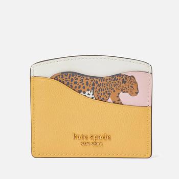 推荐Kate Spade New York Lucy Leopard Appliquéd Saffiano Leather Cardholder商品