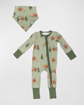 商品Angel Dear | Boy's Bigfoot BBQ 2-Way Zip-Up Romper & Bib Set, Size Newborn-24M,商家Neiman Marcus,价格¥252图片