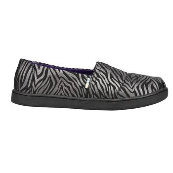 TOMS | Alpargata Zebra Shimmer Alpargata Slip On Flats (Big Kid),商家SHOEBACCA,价格¥219