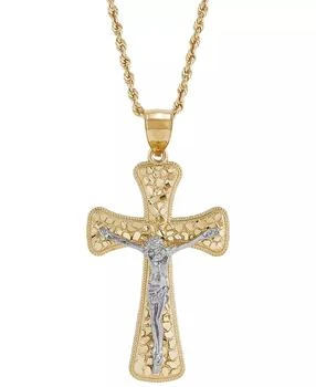 Macy's | Men's Polished Nugget Crucifix 22" Pendant Necklace in 10k Yellow & White Gold,商家Macy's,价格¥4830