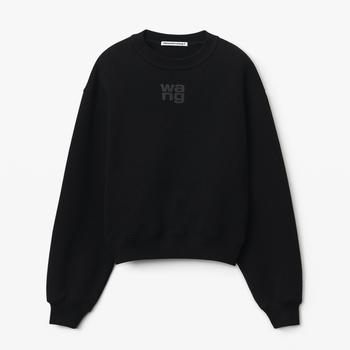 推荐Alexander Wang Women's Essential Terry Crew Sweatshirt with Puff Paint Logo - Black商品