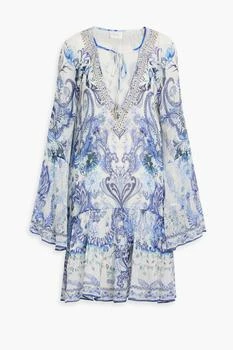 推荐Embellished printed silk-georgette mini dress商品