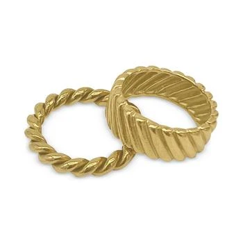 ADORNIA | 14k Gold-Plated 2-Pc. Set Cable & Twist Rings 独家减免邮费
