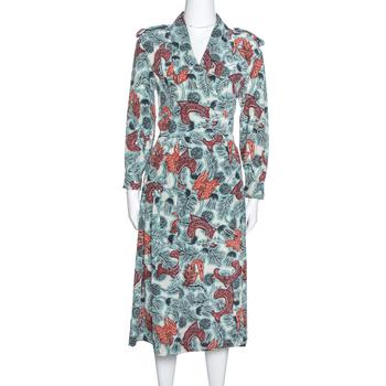 burberry短袖上海, [二手商品] Burberry | Burberry Pale Blue Printed Silk Long Sleeve Wrap Dress M商品图片 6.1折, 满1件减$100, 满减