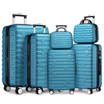 BreeBe | Luggage Sets 6 Piece Hardside Expandable Suitcases with Two Cosmetic Cases Spinner Wheels TSA Lock,商家Premium Outlets,价格¥2068