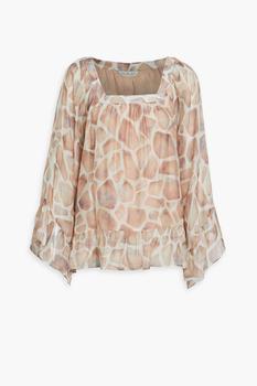 商品Ruffled printed chiffon blouse图片