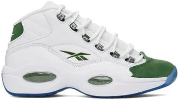 Reebok | White & Green Question Mid Sneakers 6折