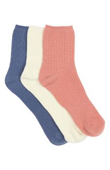 推荐3-Pack Mixed Textured Anklet Socks商品