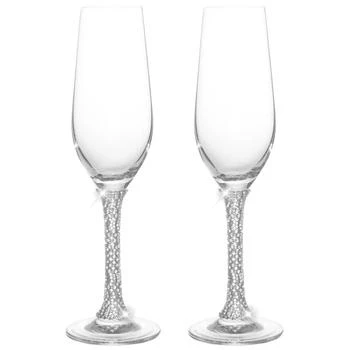 Berkware | Champagne Glasses Set Of 2 Luxurious Crystal Champagne Flutes Elegant Rhinestone Embellished Stem,商家Verishop,价格¥257