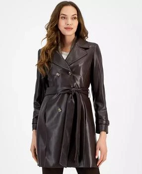 Tahari | Women's Faux-Leather Trench Coat,商家Macy's,价格¥666