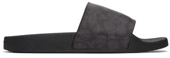 Coach | Black & Grey Logo Slide Sandals商品图片,独家减免邮费