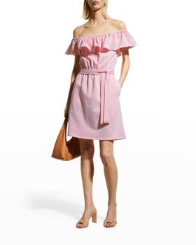 mk连衣裙, Michael Kors | Ruffle-Neck Seersucker Dress商品图片 7.3折