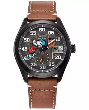 Citizen | Eco-Drive Men's Disney Mickey Mouse Brown Leather Strap Watch 43mm,商家Macy's,价格¥1823