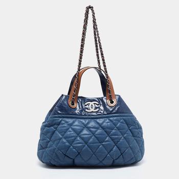 香奈儿122单肩包, [二手商品] Chanel | Chanel Blue Iridescent Quilted Leather Large In-the-Mix Shoulder Bag商品图片 3.3折