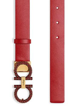 女装菲拉格慕腰带, Salvatore Ferragamo | New Gancini Jeweled Buckle Leather Belt商品图片 