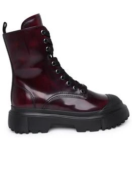 推荐H619 burgundy leather combat boots商品