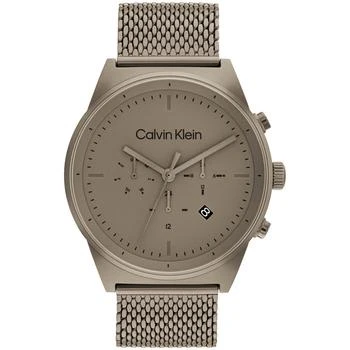 Calvin Klein | Men's Khaki-Tone Stainless Steel Mesh Bracelet Watch 44mm 