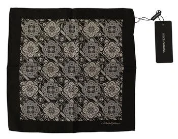 Dolce & Gabbana | Dolce & Gabbana Black Patterned DG Printed Square Handkerchief Scarf,商家SEYMAYKA,价格¥899