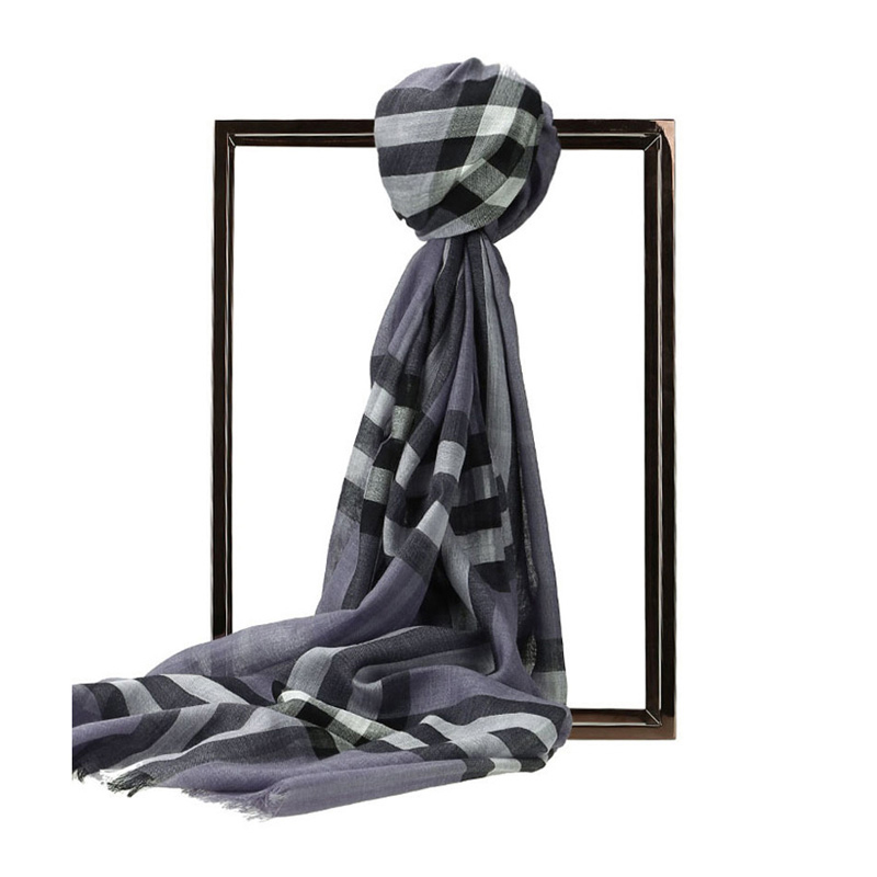 Burberry 博柏利 女士紫丁香色格纹丝毛混纺围巾 4001364,价格$285.20