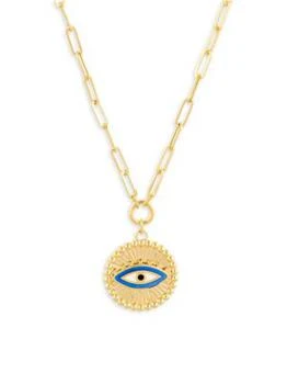 Saks Fifth Avenue | 14K Yellow Gold Evil Eye Pendant Paperclip Chain Necklace,商家Saks OFF 5TH,价格¥4100