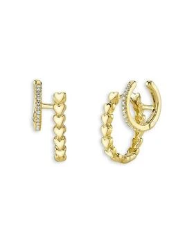 Moon & Meadow | 14K Yellow Gold Kate Diamond & Hearts Double Hoop Earrings,商家Bloomingdale's,价格¥4599