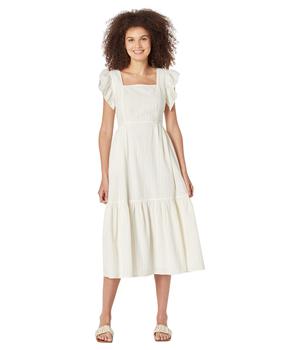 Madewell | Ruffle-Strap Tiered Midi Dress in Textural Stripe商品图片,4.9折