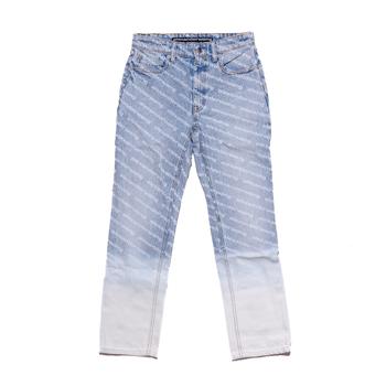 推荐Alexander Wang All-Over Logo Print Dip Dye Ombré Jeans Blue商品