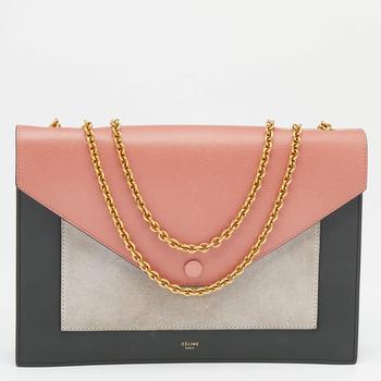 celine腋下包, [二手商品] Celine | Celine Multicolor Leather And Suede Envelope Shoulder Bag商品图片 6.6折, 满1件减$100, 满减