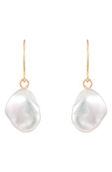 Splendid Pearls | 14K Gold 8-9mm Keshi Pearl Drop Earrings商品图片,