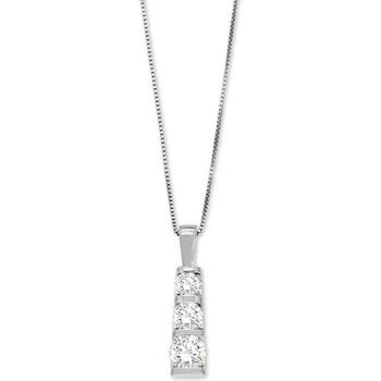 Macy's | Diamond Three-Stone Linear Pendant Necklace (3/4 ct. t.w.) in 14k White Gold or 14k Yellow Gold商品图片,5折, 独家减免邮费